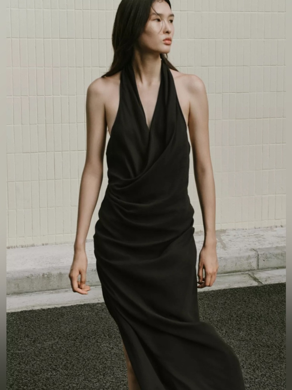 Zara Flowy Draped Midi Dress - Picture 6 of 15